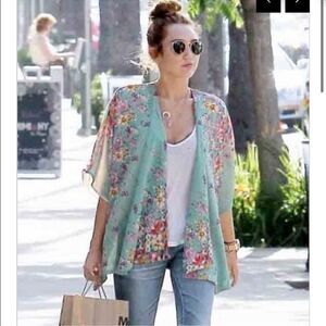 Lovers + Friends Lovebirds Floral Kimono Jacket Size Large